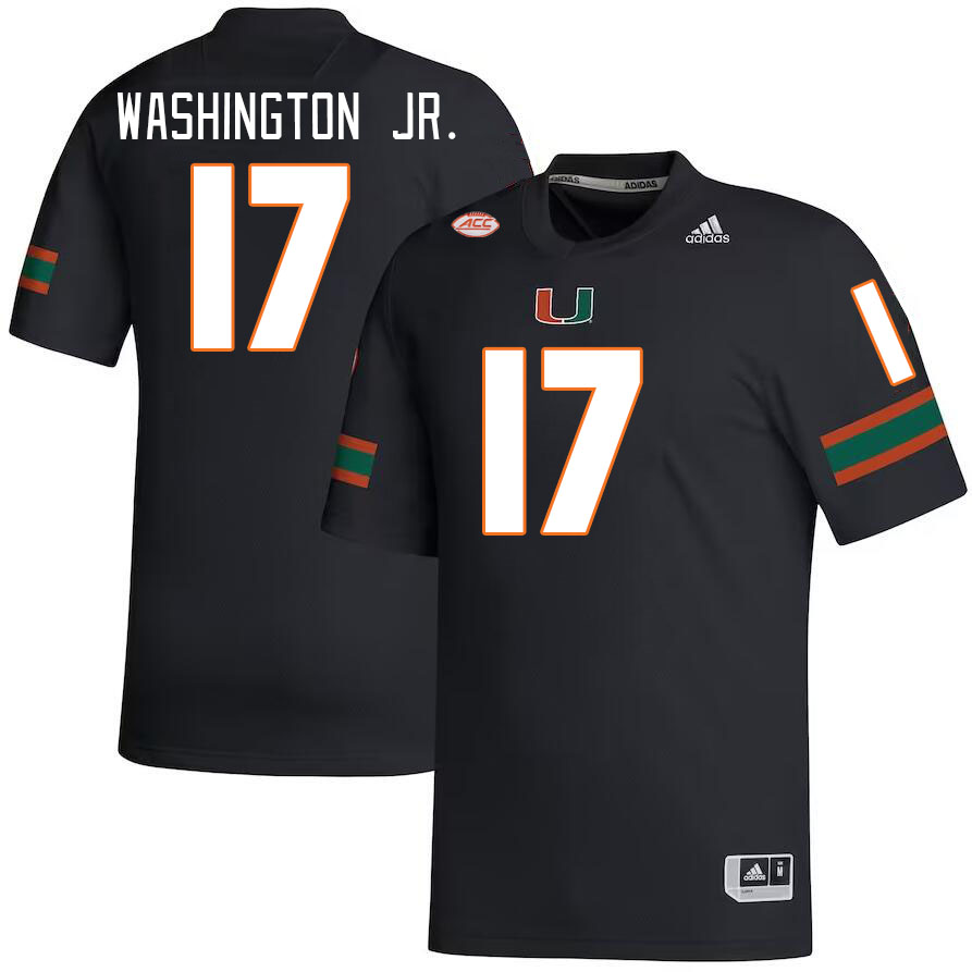 Men #17 Bobby Washington Jr. Miami Hurricanes College Football Jerseys Stitched-Black